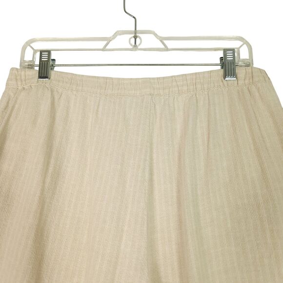 Ellen Tracy Pants Womens M Beige Striped Cropped Wide Leg 100% Linen Lagenlook - Picture 5 of 12